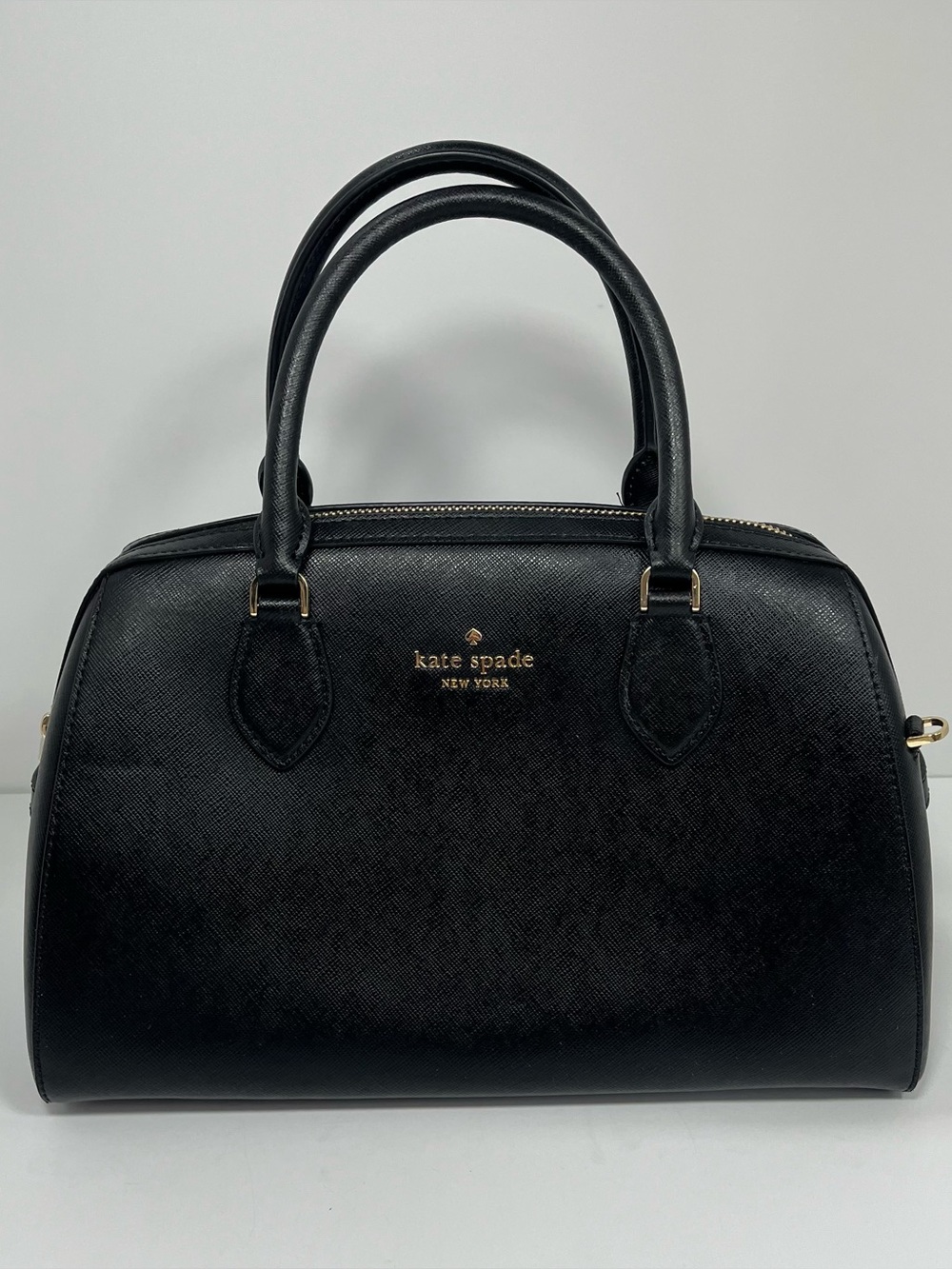 Kate Spade D’Arcy Black Saffiano Leather Satchel with Gold Hardware